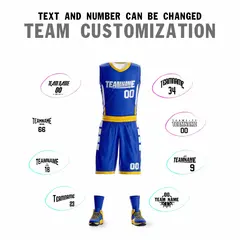 Royal White-Yellow Double Side Sets Basketball Jersey 2