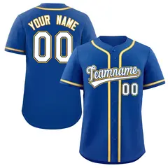 Royal White-Yellow Full-Button Classic Baseball Jersey