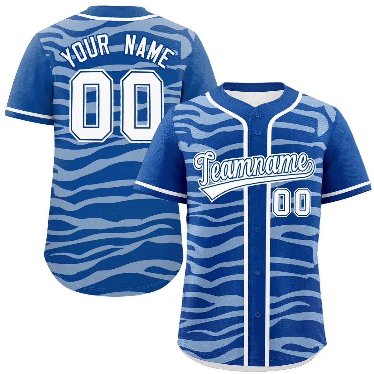 Royal White Zebra Graffiti Authentic Baseball Jersey