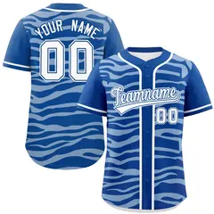Royal White Zebra Graffiti Authentic Baseball Jersey 1