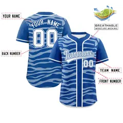 Royal White Zebra Graffiti Authentic Baseball Jersey 2