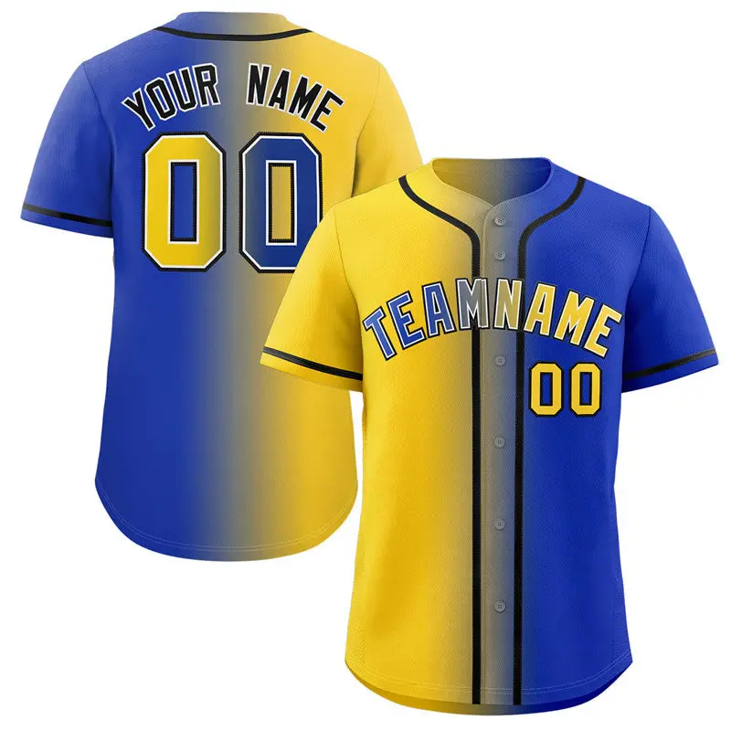 Royal Yellow-Black Gradient Baseball Jersey