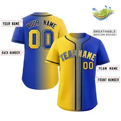 Royal Yellow-Black Gradient Baseball Jersey 2