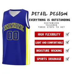 Royal Yellow Classic Mesh Sport Basketball Jersey 4