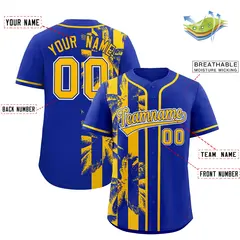 Royal Yellow Coconut Tree Split Baseball Jersey 2