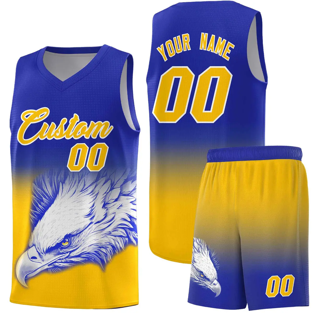 Royal Yellow Eagle Graffiti Pattern Basketball Jersey