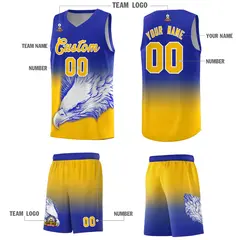 Royal Yellow Eagle Graffiti Pattern Basketball Jersey 3