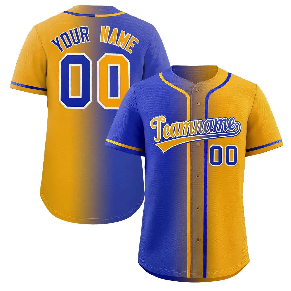 Royal Yellow Gradient Authentic Baseball Jersey