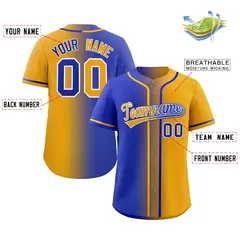 Royal Yellow Gradient Authentic Baseball Jersey 2