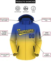 Royal Yellow Gradient Hooded Outdoor Waterproof Jacket 2
