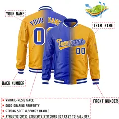 Royal Yellow Gradient Letterman Bomber Jacket 2