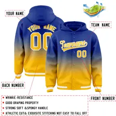 Royal Yellow Gradient Letterman Varsity Jacket Hoodie 4