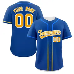 Royal Yellow Gradient Ribbed Authentic Baseball Jersey