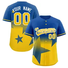 Royal Yellow Gradient Star Graffiti Baseball Jersey 1
