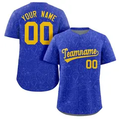 Royal Yellow Graffiti Line Art Authentic Baseball Jersey