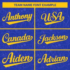 Royal Yellow Graffiti Line Art Authentic Baseball Jersey 3