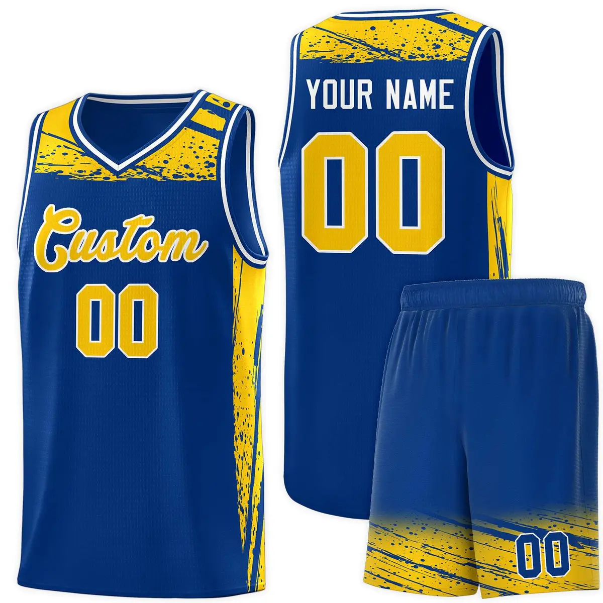 Royal Yellow Graffiti Pattern Sports Basketball Jersey