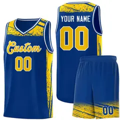 Royal Yellow Graffiti Pattern Sports Basketball Jersey 1