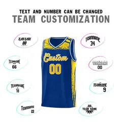Royal Yellow Graffiti Pattern Sports Basketball Jersey 3
