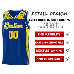 Royal Yellow Graffiti Pattern Sports Basketball Jersey 4