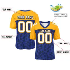 Royal Yellow Raglan Sleeves Camo Authentic Football Jersey 2