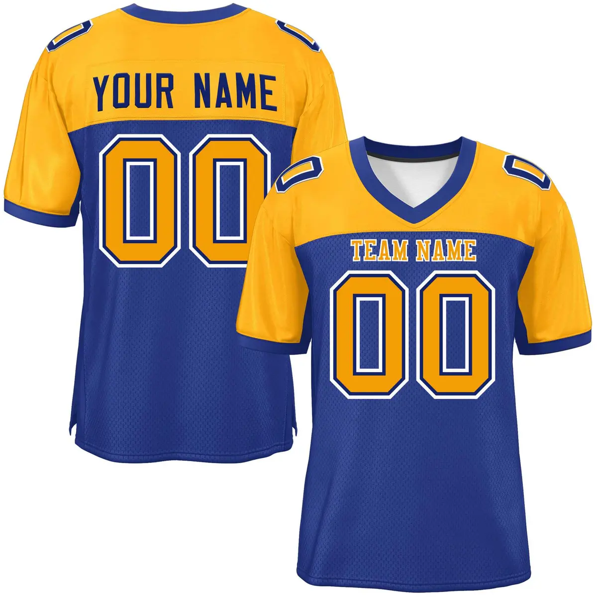 Royal-Yellow Raglan Sleeves Football Jersey