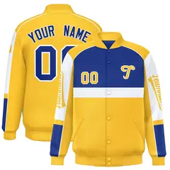 Royal Yellow Raglan Sleeves Varsity Letterman Jacket 1