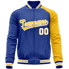 Royal Yellow-Royal Varsity Full-Zip Raglan Sleeves Letterman Baseball Jacket 5
