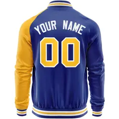 Royal Yellow-Royal Varsity Full-Zip Raglan Sleeves Letterman Baseball Jacket 6