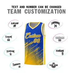 Royal Yellow Splash Basketball Kits with Tackle Twill 4