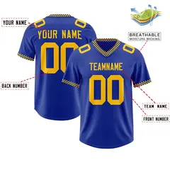 Royal Yellow Square Neckline Football Jersey 2