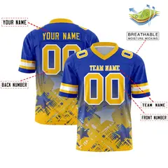 Royal Yellow Star Gradient Flag Football Jersey 2