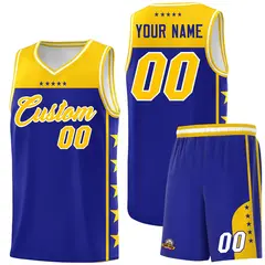 Royal Yellow Star Pattern Basketball Jersey Sports Uniform