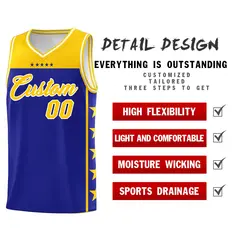 Royal Yellow Star Pattern Basketball Jersey Sports Uniform 2