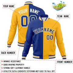 Royal Yellow Two Tone Split Varsity Full-Snap Letterman Jacket 4