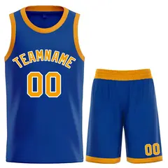 Royal Yellow-White Classic Curved Sets Basketball Jersey