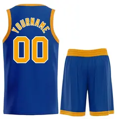 Royal Yellow-White Classic Curved Sets Basketball Jersey 2