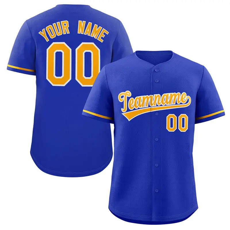 Royal Yellow-White Classic Style Authentic Baseball Jersey