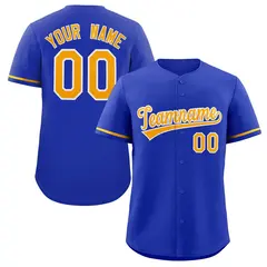 Royal Yellow-White Classic Style Authentic Baseball Jersey 1