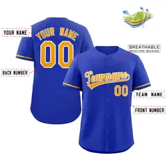 Royal Yellow-White Classic Style Authentic Baseball Jersey 2