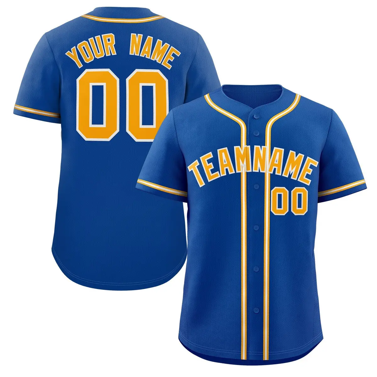 Royal Yellow-White Classic Style Authentic Baseball Jersey