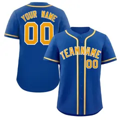 Royal Yellow-White Classic Style Authentic Baseball Jersey