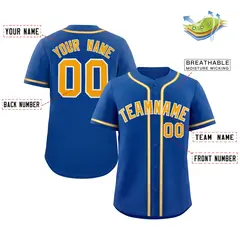 Royal Yellow-White Classic Style Authentic Baseball Jersey 2