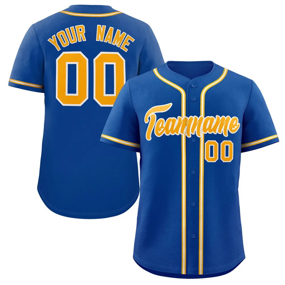 Royal Yellow-White Classic Style Authentic Baseball Jersey