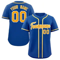 Royal Yellow-White Classic Style Authentic Baseball Jersey