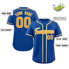 Royal Yellow-White Classic Style Authentic Baseball Jersey 2