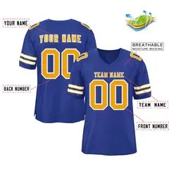 Royal Yellow-White Classic Style Authentic Football Jersey 2