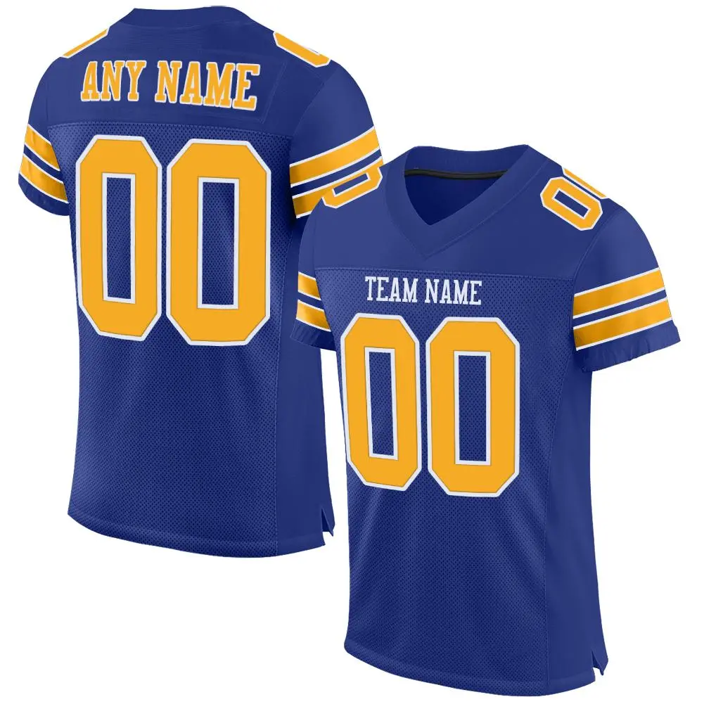 Royal Yellow-White Classic Style Mesh Football Jersey