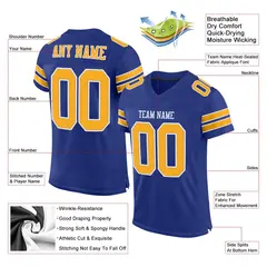 Royal Yellow-White Classic Style Mesh Football Jersey 2