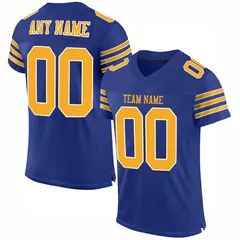 Royal Yellow-White Classic Style Mesh Football Jersey 1
